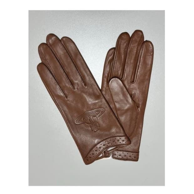 비비안 웨스트우드 빅orb 로고 양가죽 장갑 브라운(새상품)