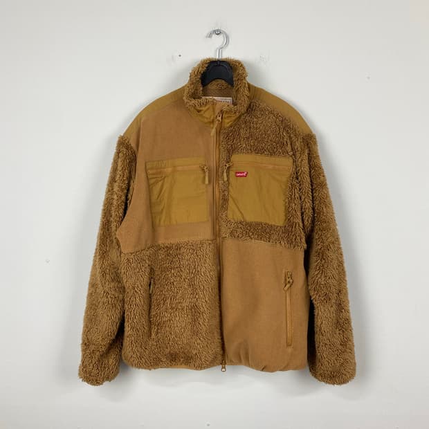 리바이스 패치워크 브라운 쉐르파 플리스 자켓 L