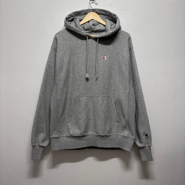 챔피온 리버스위브 그레이 후드티