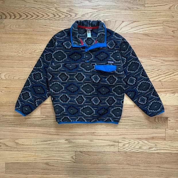 10s 파타고니아 신칠라 스냅-T 지오 패턴 블루/그레이 니카라과