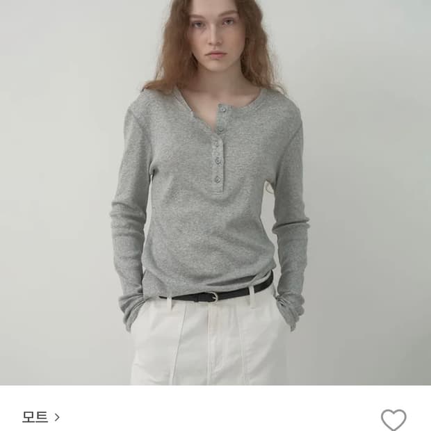 모트mott 여성 헨리넥 티셔츠 그레이