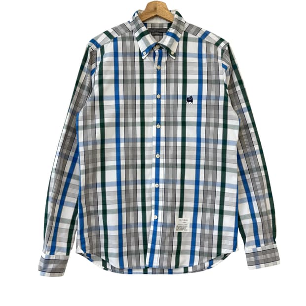 일꼬르소 슬림 핏 옥스포드 체크 셔츠