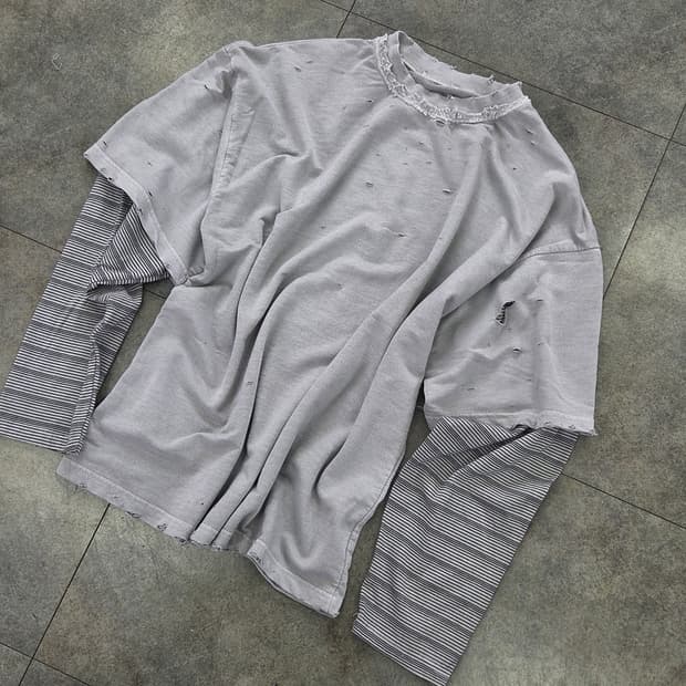 빈티지 긴팔 레이어드 티셔츠