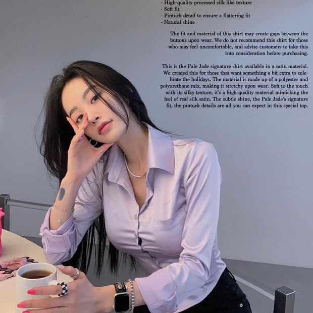 페일제이드 새틴 드레스 셔츠 화이트