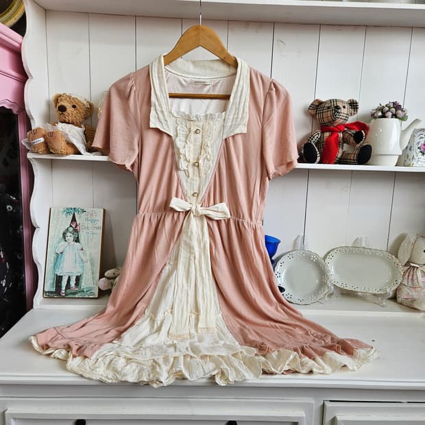 0327(Axes Femme) 레이어드 배색 원피스