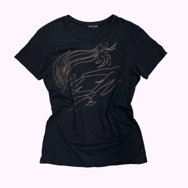 abstract face stitch t-shirt