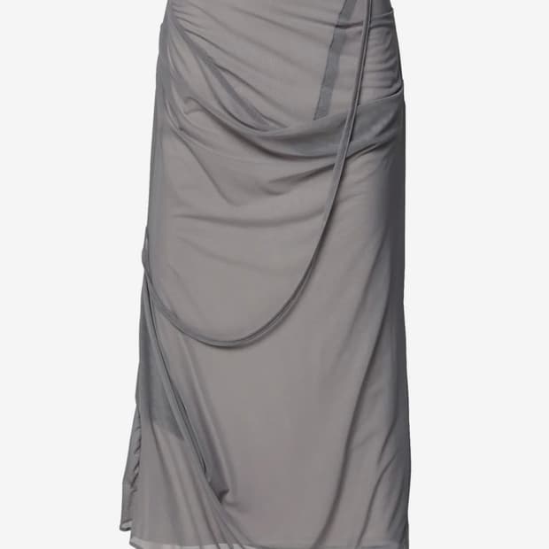 플레어업 Draped Mesh Layered Long Skirt 그레이