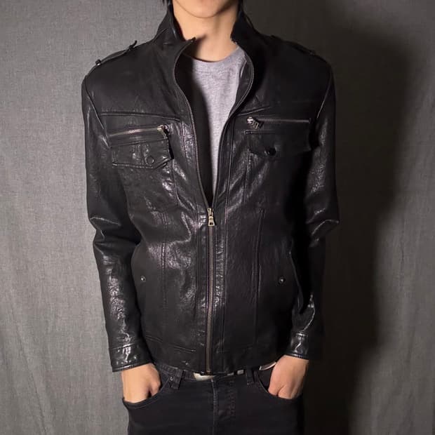 이태리 가죽 퀄팅 라이더 자켓