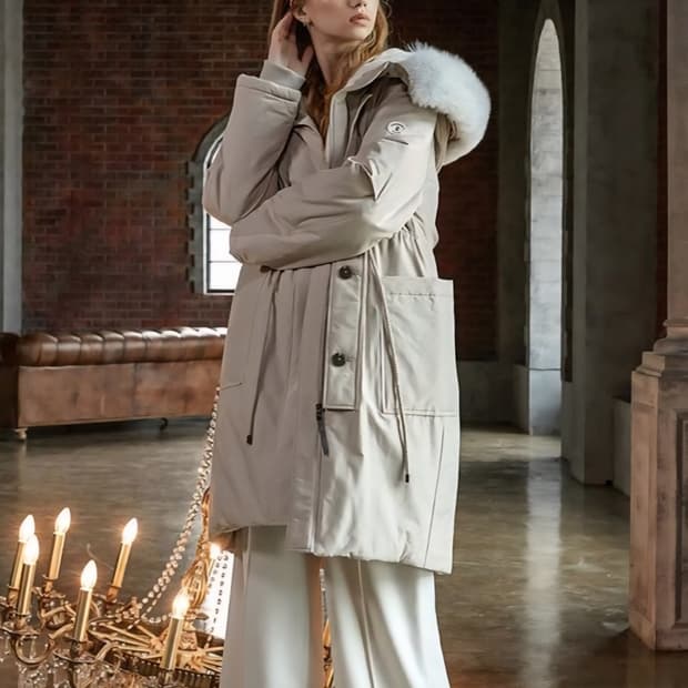 [95]비콩트아 천연폭스퍼 덕다운 롱 패딩