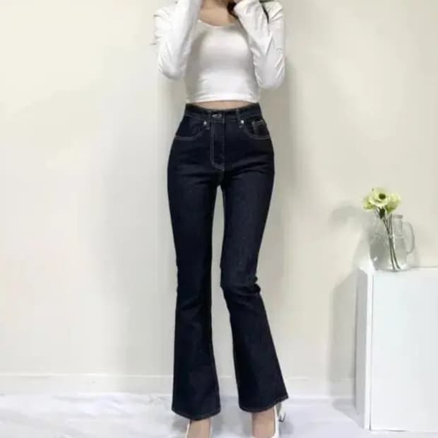 에이블리 생지 하이웨스트 부츠컷 팬츠