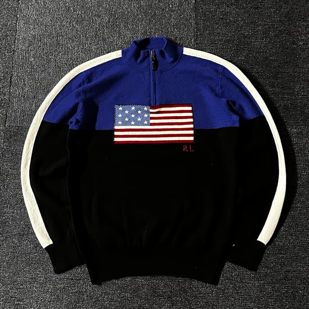 Polo랄프로렌 성조기 USA Flag Wool 하프집업 
