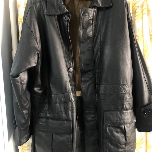 빈티지 가죽 반코트 자켓