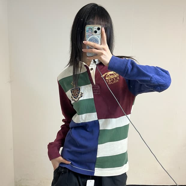 Polo 90s Pennant Hunting Logo Rugby tee