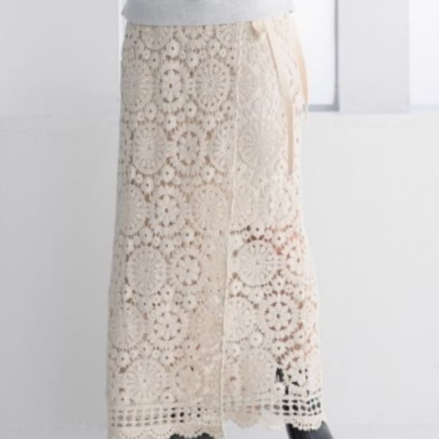 LOWRYS FARM Crochet Skirt BLACK (26~28)