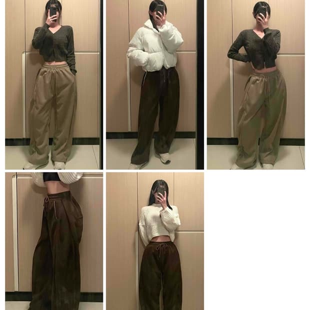 데일리 골덴 벌룬 핀턱 와이드 팬츠 기모O 브라운/블랙