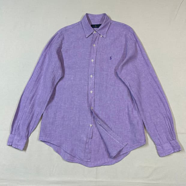 M) 폴로 랄프로렌 클래식 퍼플 보라색 린넨 셔츠