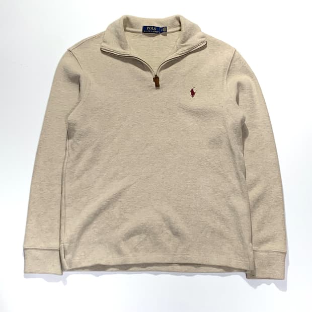 폴로 오트밀 반집업 니트