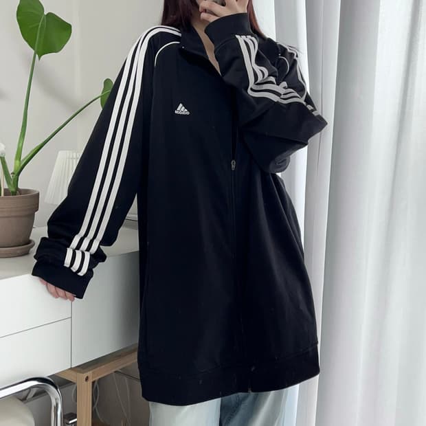 [정품] 아디다스 블랙 오버핏 삼선 져지 [ 2XL ]
