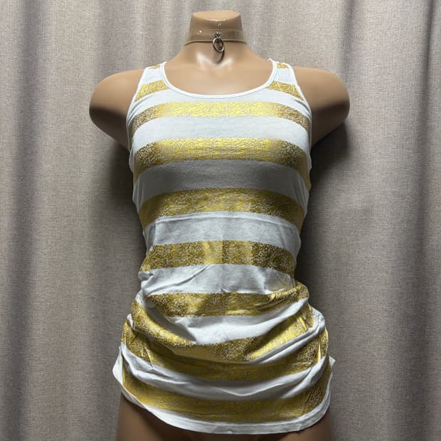 Express Vintage Gold Metallic Stripe Shi