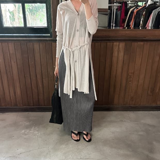 LANVIN v-neck sheer long cardigan
