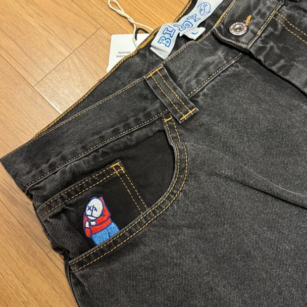 폴라스케이트 빅보이 데님 워시드 블랙 L사이즈 (새상품)