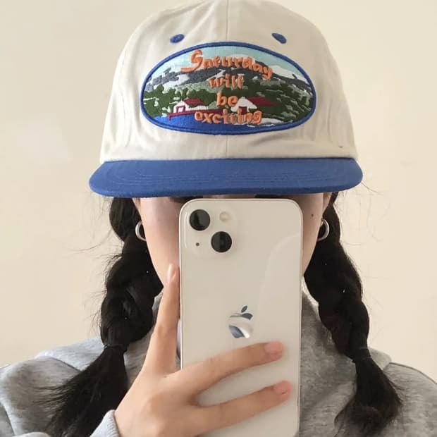 빈티지 마운틴 자수 볼캡 모자