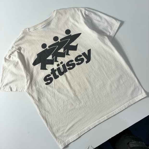 Stussy  스투시 서프워크 피그먼트 다이드 화이트 반팔티셔츠 