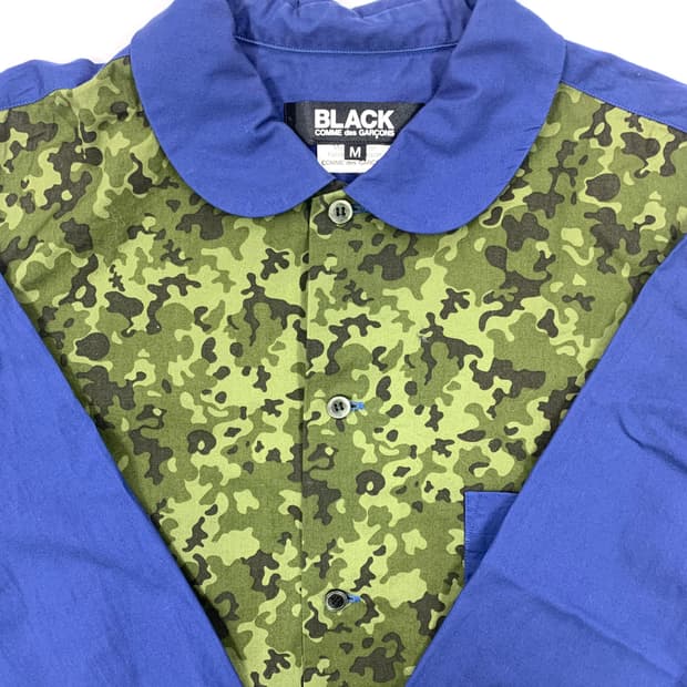 꼼데가르송 블랙 패치워크 카모 셔츠