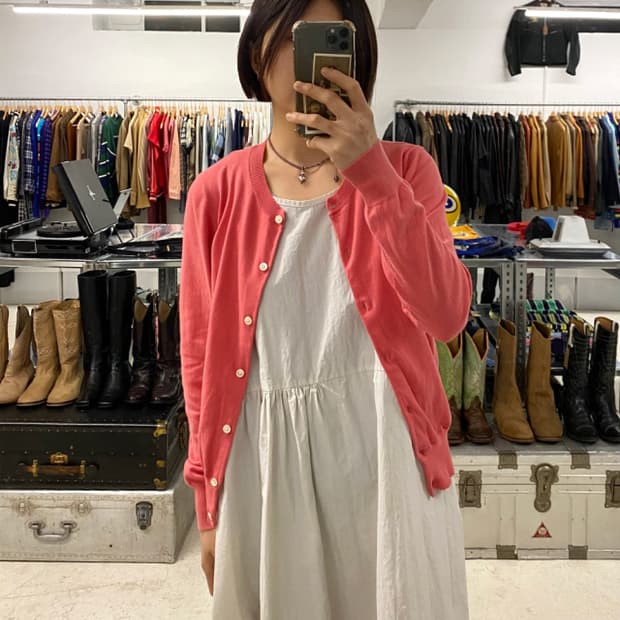 RAY BEAMS collarless cardigan 카라리스 가디건