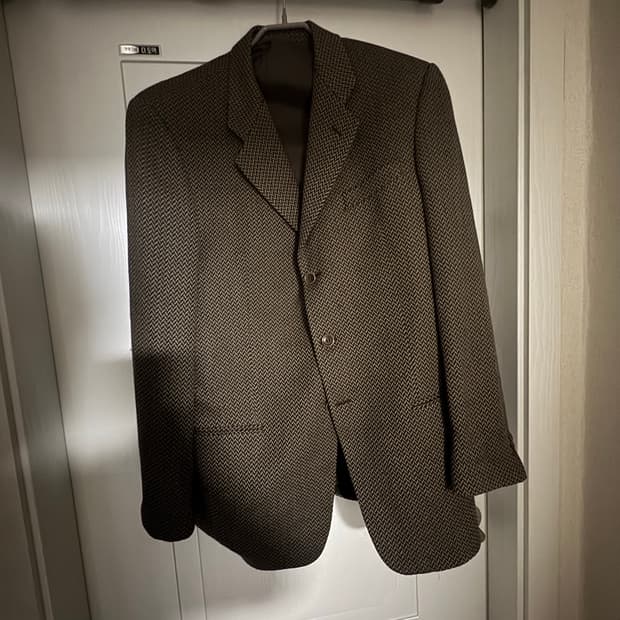 Armani collezioni 브라운 헤링본 블레이저 52R (110)