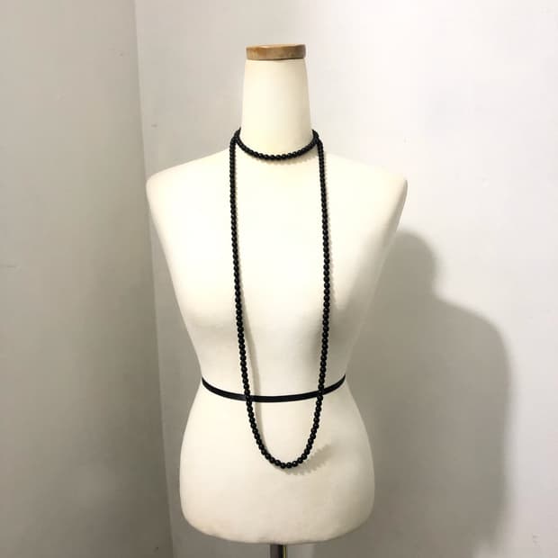 빈티지 블랙 비즈 레이어드 롱목걸이 오리엔탈 갸루 펑크 긱시크