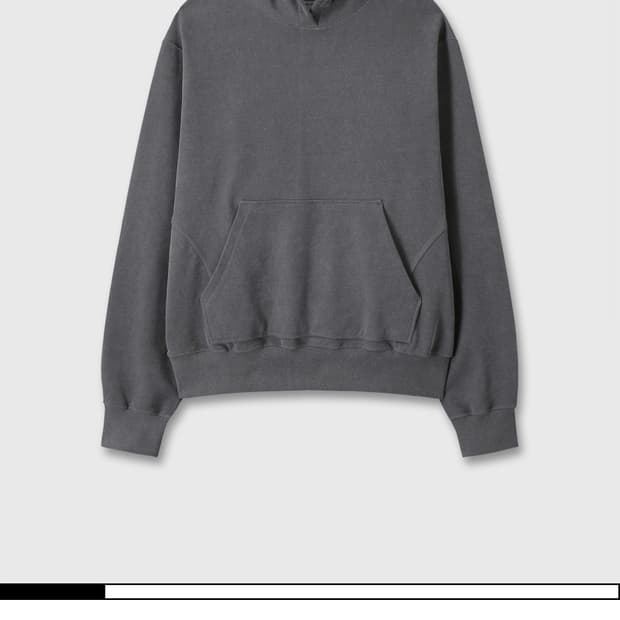 Curved seam hoodie(Dyed charcoal)
