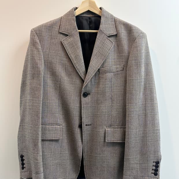 쿠어 글렌 체크 울 오버사이즈 블레이저 (M, 새상품)