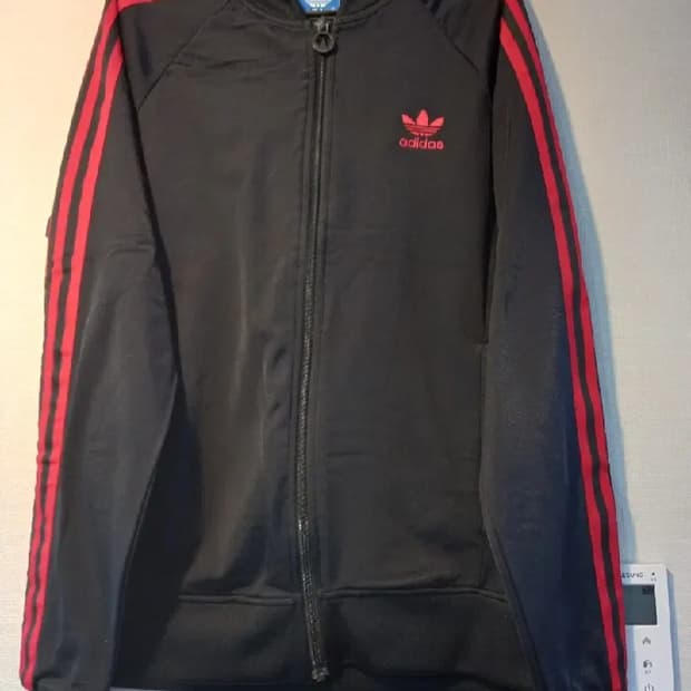 아디다스 대장급 검빨 블랙 트랙탑 저지 져지집업 95/M