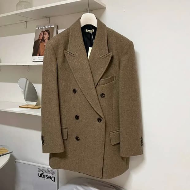 [L] 렉토 오버사이즈 더블 울 블레이저 자켓 베이지