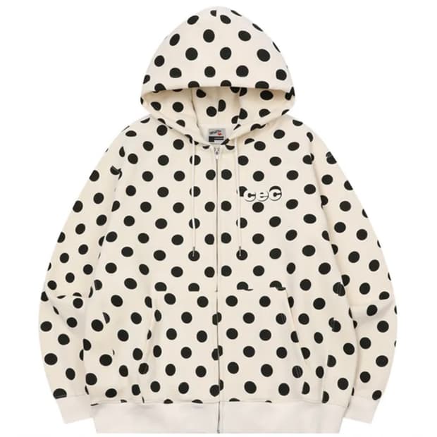 챈스챈스 도트 땡땡이 후드집업 Free