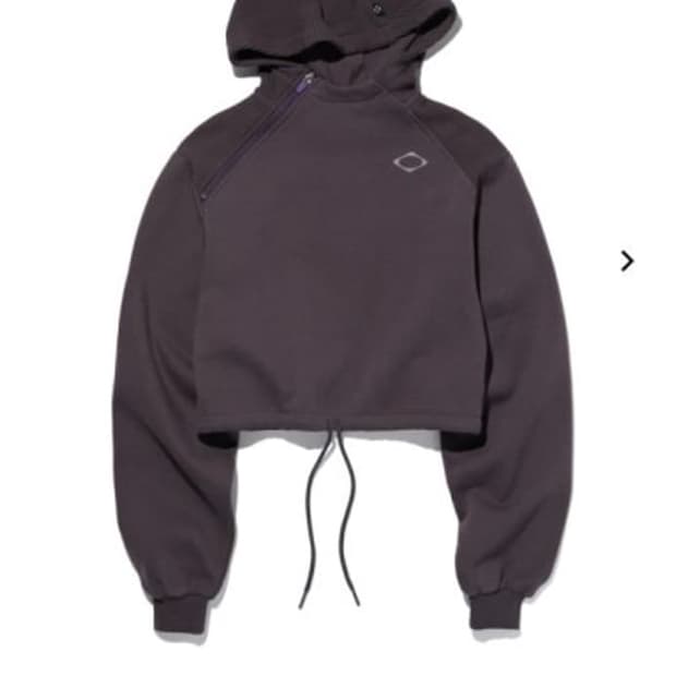 미스치프 사이드 집업 크롭 후드티