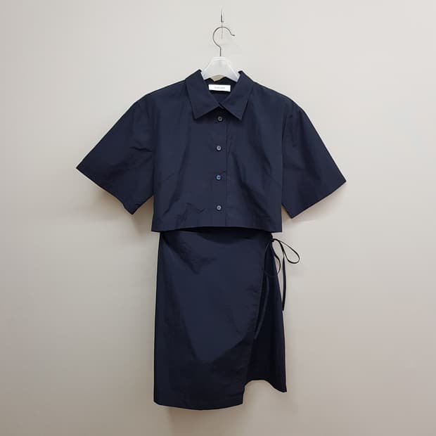 구호플러스 2023 레이어드 랩 스타일 셔츠 원피스 1사이즈