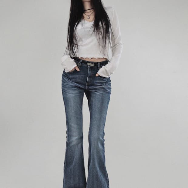 시크윈 워싱 부츠컷 데님팬츠