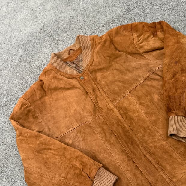 [XL] 빈티지 스웨이드 레더 블루종 자켓
