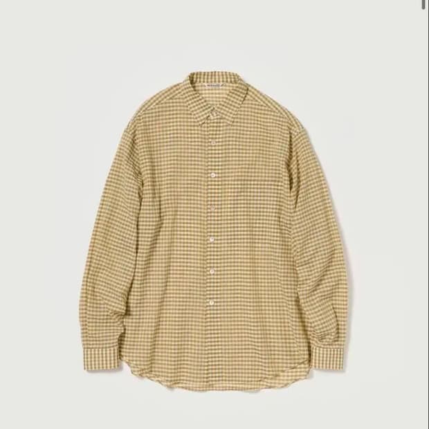 Auralee airy cotton check big shirt