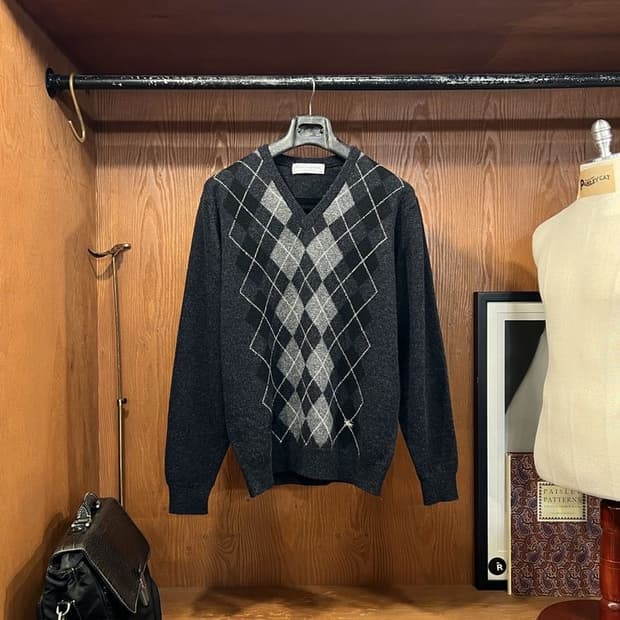 버버리 스코틀랜드 램스울 아가일 니트