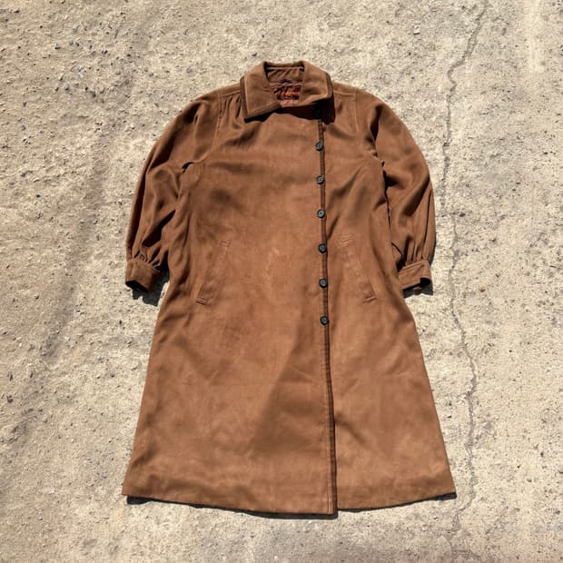 (M) 90s 재팬 입생로랑 레이디 브라운 싱글 버튼 스웨이드 코트