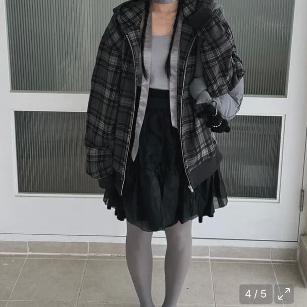 챈스챈스 체크 후드집업