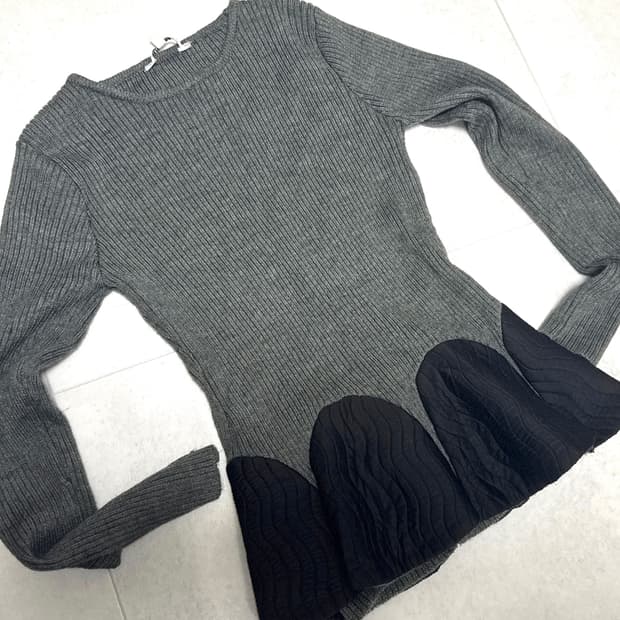 일본 빈티지 누빔 플레어 니트