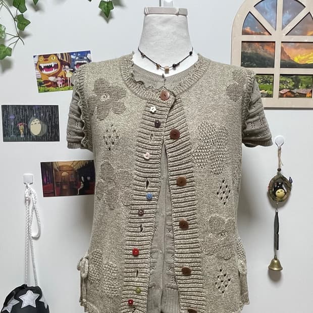 모리걸 베이지+카키 펀칭상의세트