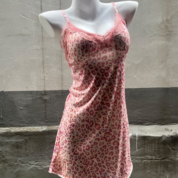 Pink Gya-ru Leopard Slip Dress