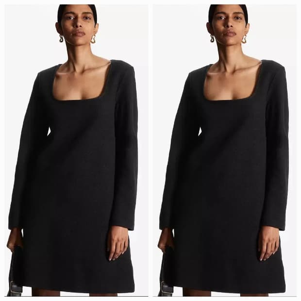 55.COS 스퀘어넥 울 원피스