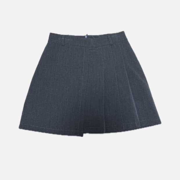 플리츠 미니스커트 그레이