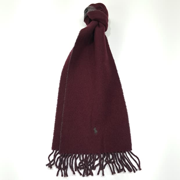 MX462 폴로 이태리판 버진울 양면 버건디차콜 머플러 목도리